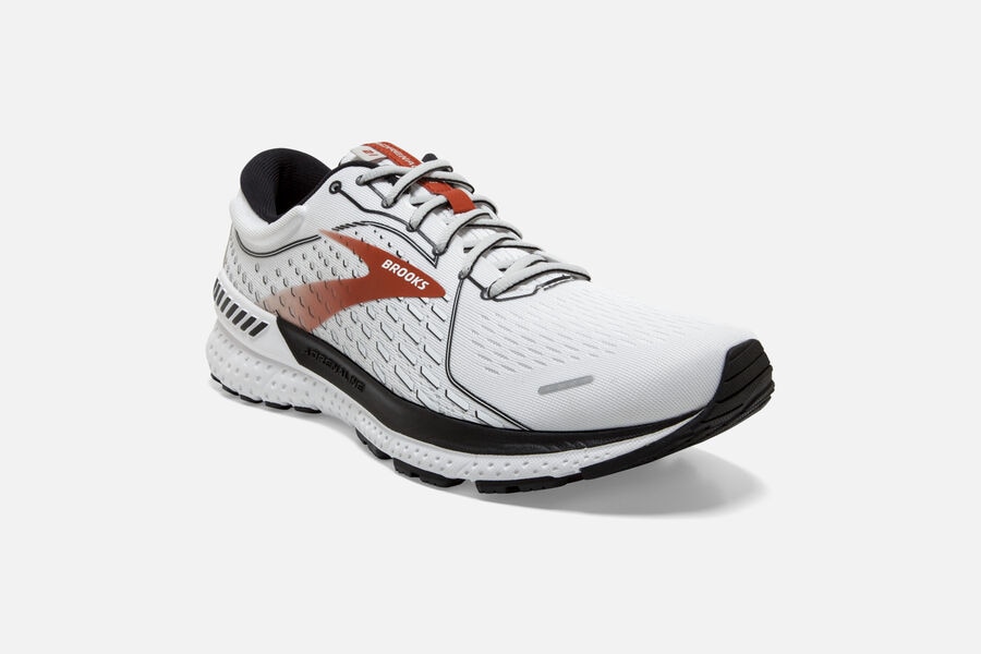 Brooks Adrenaline Gts 21 Road Loopschoenen Heren - Wit/Zwart/Oranje - 803672LOB